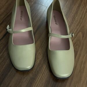 AZALEA Pale Cream Mary Jane Flats with Strap